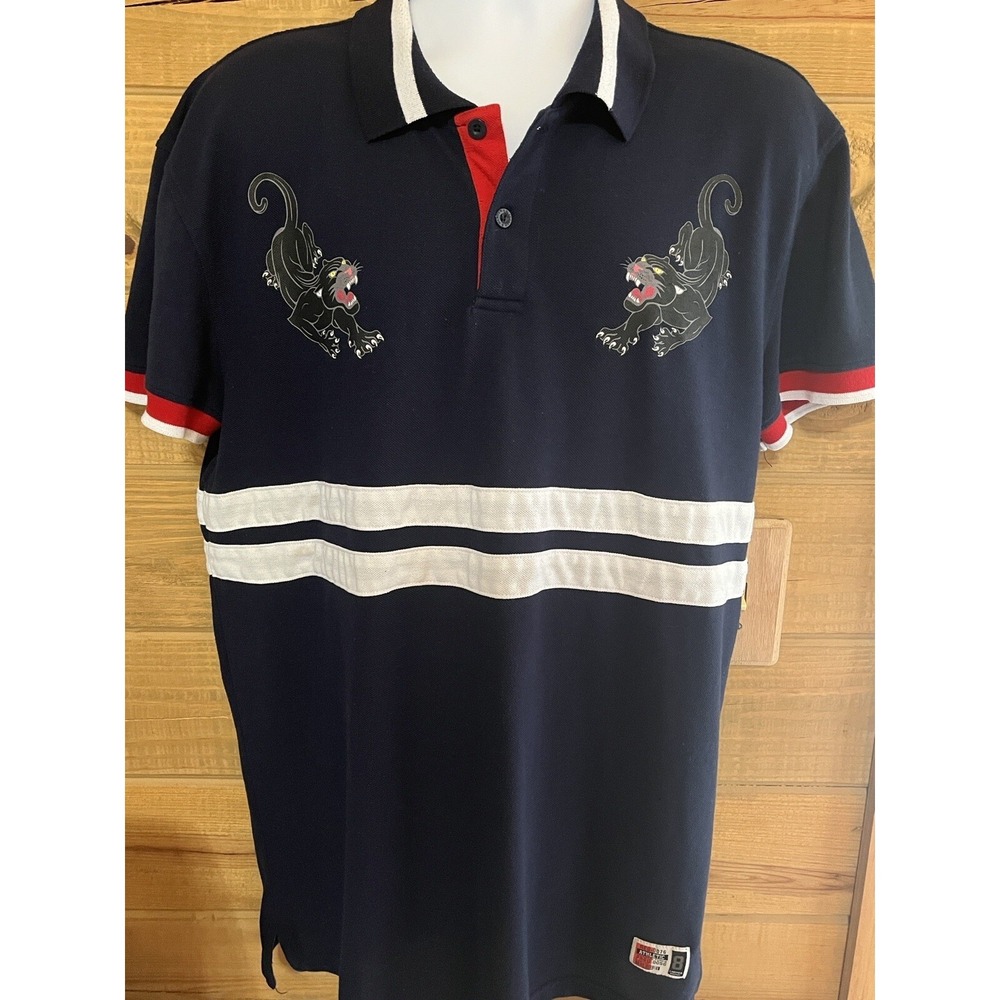 Bleecker & Mercer Men Polo Shirt Size 3X Navy White Cotton Golf Preppy.